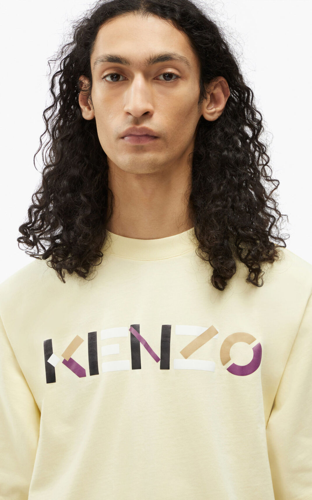 Kenzo Multicoloured oversize Logo Tişört Erkek Krema | 4385-PXIFY